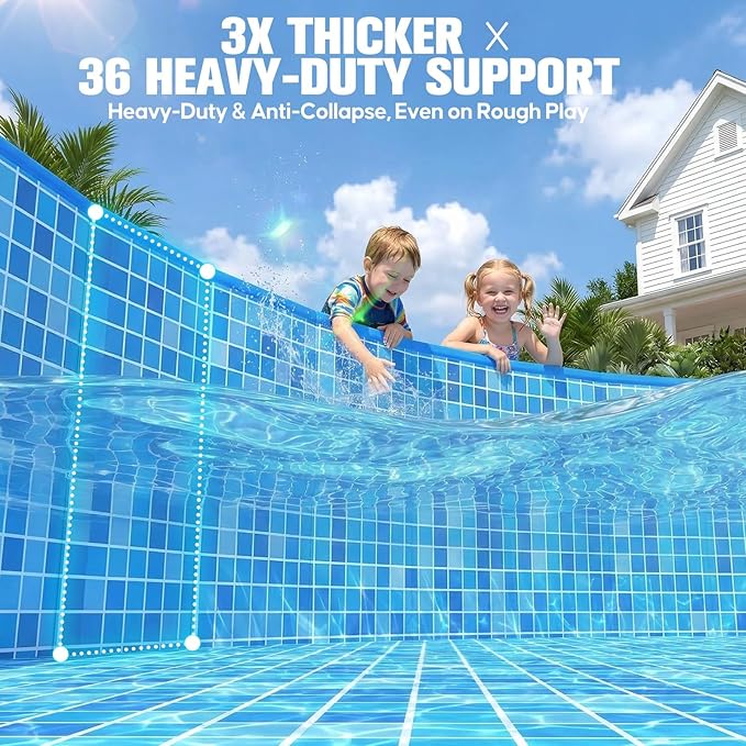 2026 Large Foldable Pool,Non-Inflatable Pool for Adult,Foldable Swimming Pool,Plastic Kiddie Portable Pool,Collapsible Kid Pool for Backyard,Oversized Easy Setup Family Pool for Adult,7.6FT