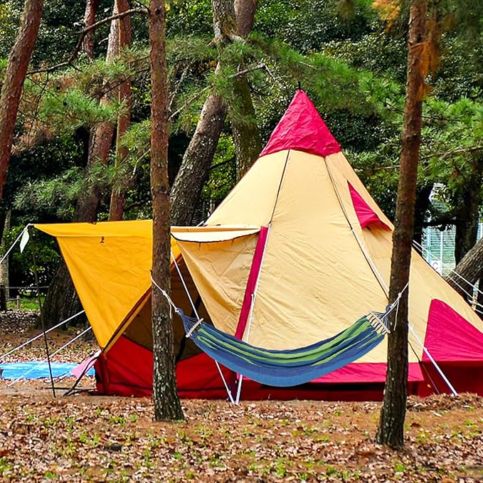 Artibetter Double Canvas Travel Hammock for Two People with Duckbill Buckle Anti-tip Design, Indoor Outdoor Backyard Beach Camping Hiking Garden Use