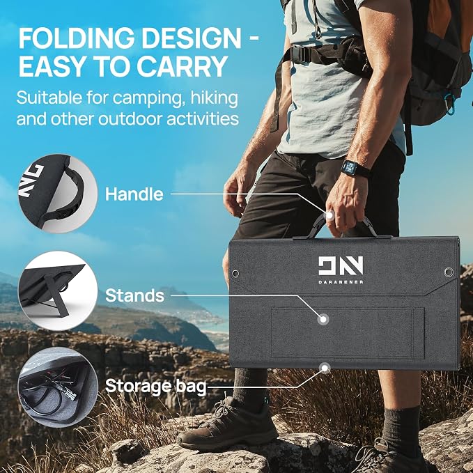 Portable Power Station 350W with 100W Foldable Solar Panel, 288Wh LiFePO4 Solar Generator, 600W Surge Battery Backup, 90,000mAh Outdoor Power Bank for Home Emergency, RV, Camping, Off-Grid, Laptops