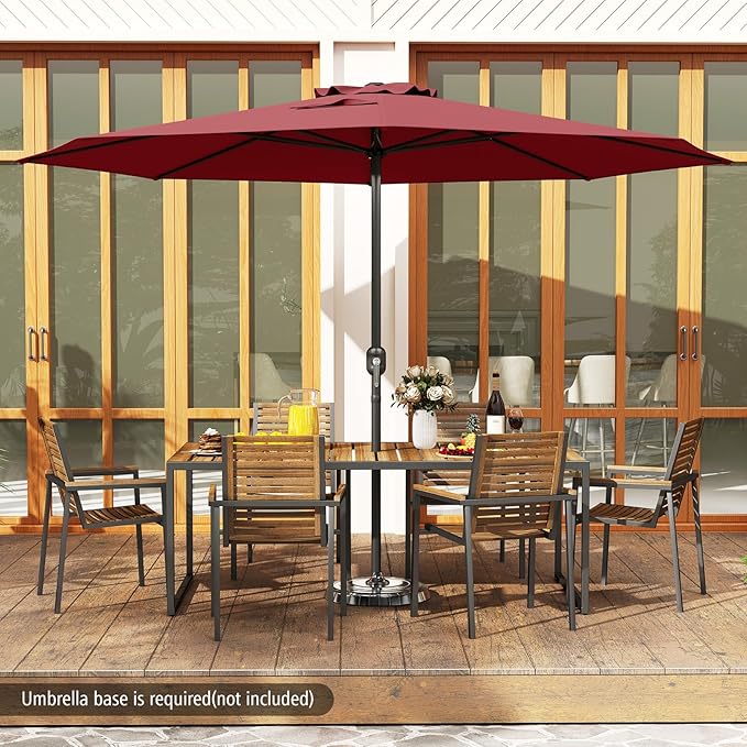 HAPPYGRILL 12 FT Patio Umbrella with Crank Handle, Outdoor Market Umbrella with 8 Sturdy Ribs, Vented Large Table Umbrella, Sun-Protective Canopy for Garden Backyard Deck Pool