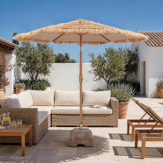 7.5ft Hula Thatched Tiki Umbrella,Hawaiian Style Beach Umbrella