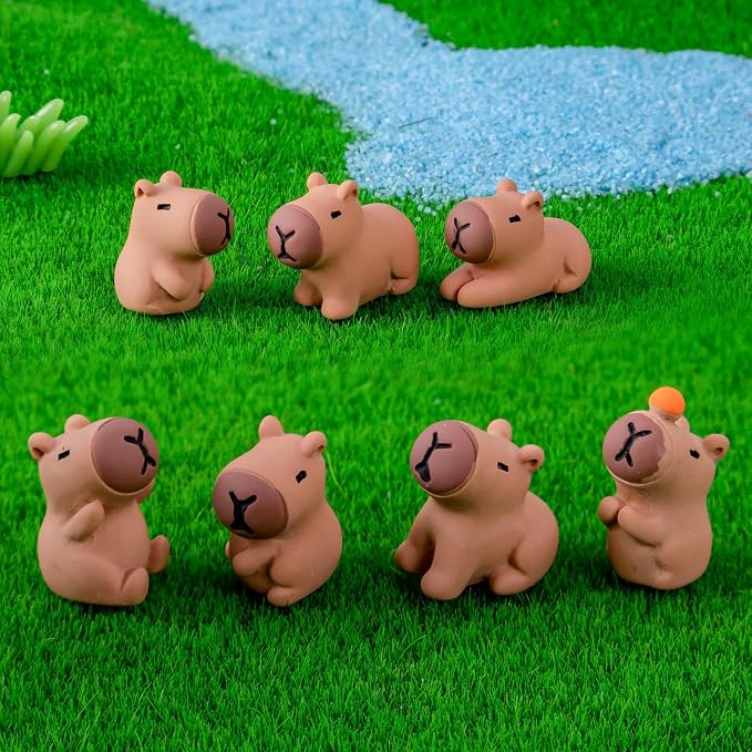 56PCS Mini Capybara Figurines - Adorable Resin Animal Decor Set for Home Office Desk, Zen Garden, Sensory Bins & Collector Displays (Cute Waterproof Figurines)