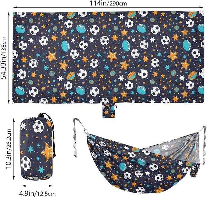Camping Hammock Outdoor Hammocks for Outside Ball and Star Beach Trees Portable Lightweight with Pockets Tree Straps Indoor