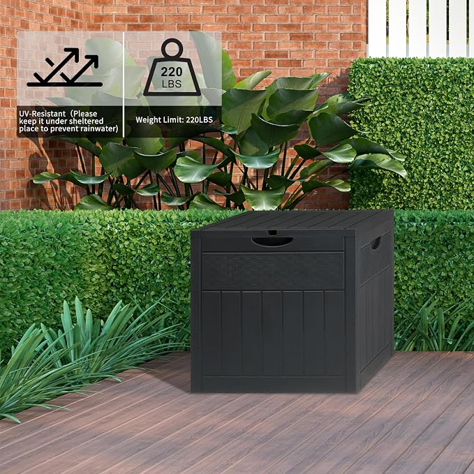 VINGLI 33 Gallon Outdoor Deck Storage, Polypropylene Deck Box with Side Handles, Lockable for Patio, Garden, Backyard and Balcony, Grey