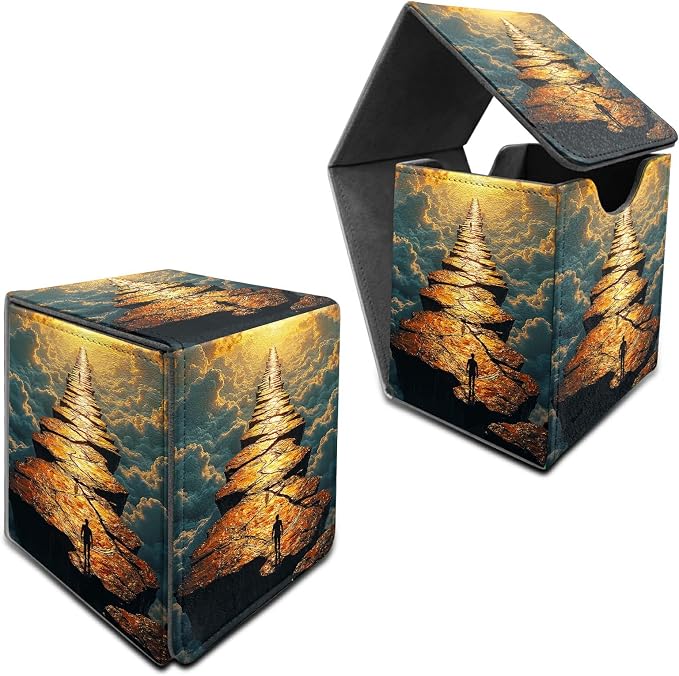 Cloud Stone Man Card Deck Box for MTG, Personalized Card Storage Case Fits 120+ Sleeved Cards, Premium Leather TCG Box with Strong Magnetic Closure for Magic, CCG, PTCG, Baseball Cards