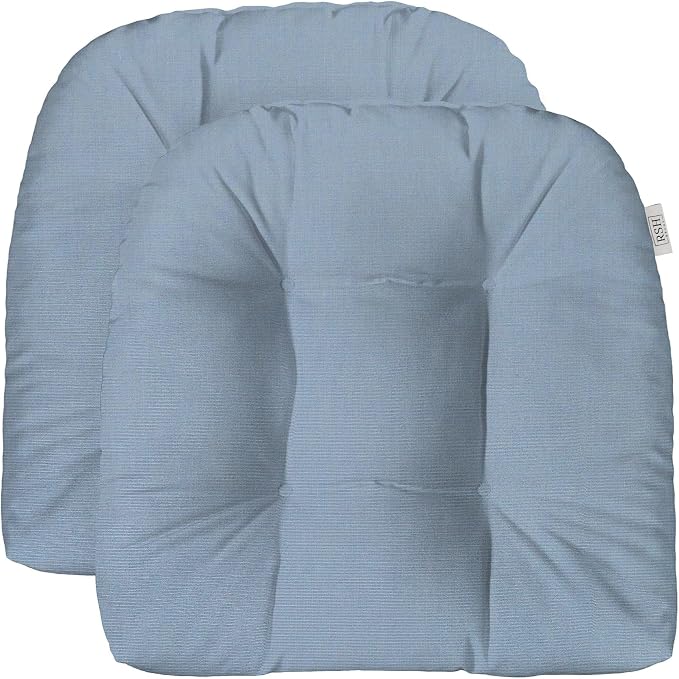 RSH DECOR: Sunbrella Tufted Wicker U-Shape Cushions Set of 2 | 22” x 22” | Outdoor Seat Cushions for Patio Furniture| Crafted with Sunbrella Performance Fabric | Canvas Air Blue-Made in USA