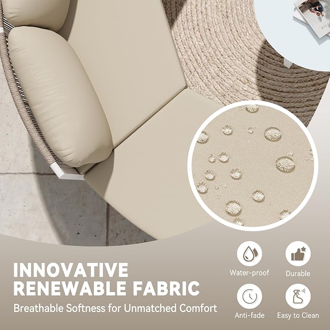 Crestlive Curved Patio Furniture Set, Modular Half Moon 6-Seater Sofa with Round Coffee Table, Aluminum Outdoor Sectional with 4.3" Cushions, All-Weather Couch for Backyard, Deck, Porch, Poolside