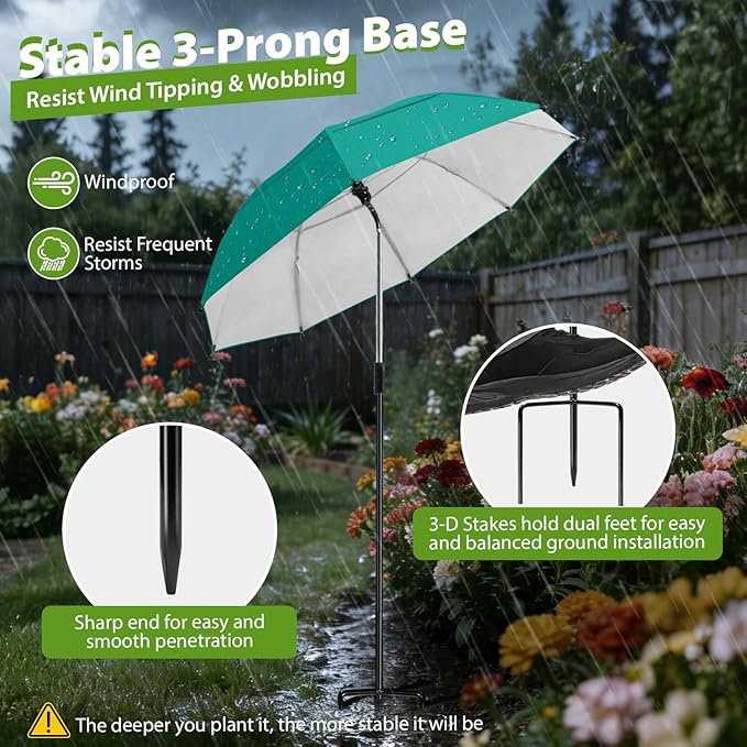 Plant Umbrellas, 5Pack 360°Adjustable Garden Umbrella for Outdoor Plants,24” Large Sun Shade for Garden Beds Potted Plants, 47.8" High Plant Shade Cover Umbrellas for Sun-Sensitive Plants