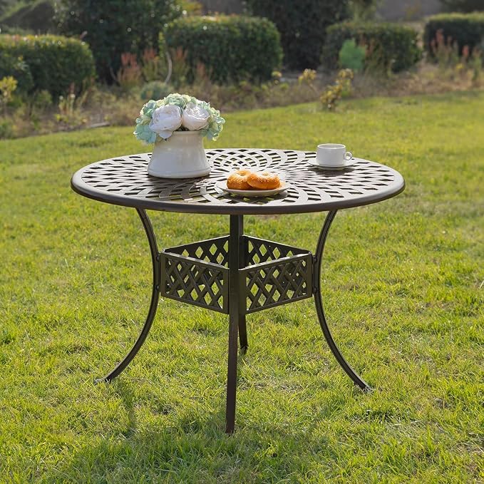 41-Inch Outdoor Dining Table, Cast Aluminum Patio Furniture, Round Table,Outdoor All-Weather Cast Aluminum Dining Furniture,Patio Furniture Patio Furniture Outdoor Table