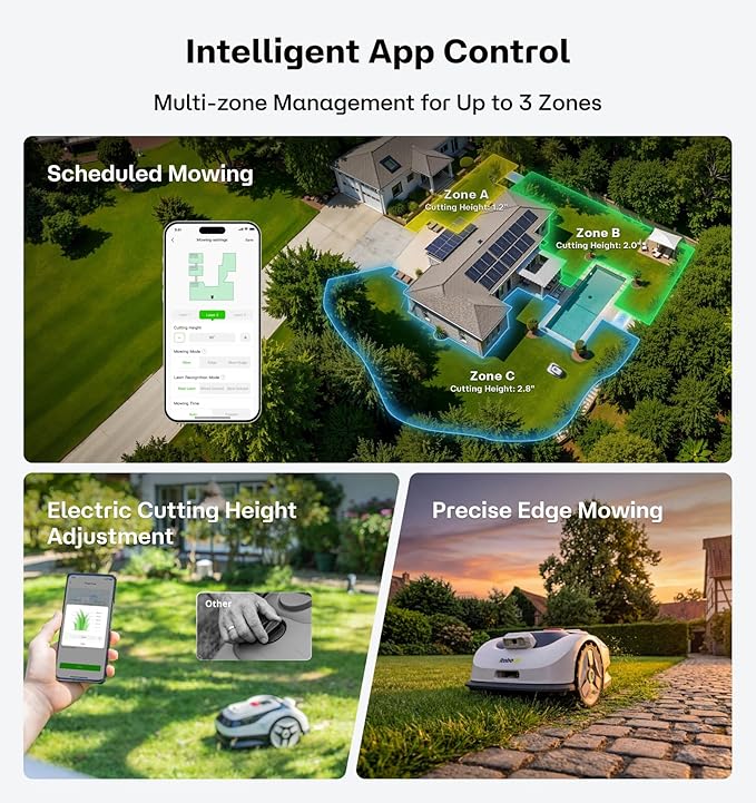 Raccoon 2 SE Robot Mower with Ground Stake, Auto Mapping Robotic Lawnmower for 0.15 Acre with APP Control, Vision Navigation with AI Obstacle Avoidance, Ideal Robot Mower for Small Lawns
