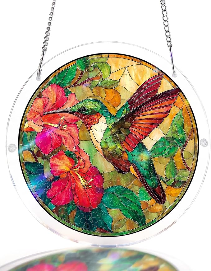 Acrylic Suncatcher Puzzle, Emerald Flame Hummingbird-7.4 in | DIY Suncatcher Puzzle Kits for Adults, Acrylic Jigsaw Puzzle Suncatcher, Garden&Window Hanging Decor, Unique Gift