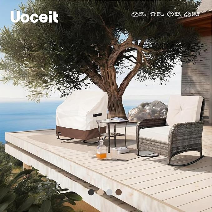 Outdoor Chair Covers 2 Pack,30Wx34Dx38H inches 100% Waterproof Heavy Duty Patio Furniture Cover ,Outdoor Furniture Covers Waterproof for Beige&Brown Modern Style Patio Chair Covers.