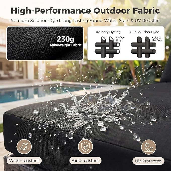 NICESOUL 7 Piece Modern Outdoor Patio Furniture Set, Extra Large Grey Wicker Patio Modular Conversations with Tables, All-Weather Deep Sofa Couches for Backyard Deck, 2 Color Cushion Black & Gray