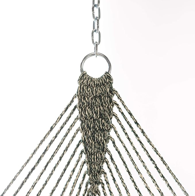 Hatteras Hammocks Small Green Oatmeal Heirloom Tweed DuraCord Rope Hammock – 11 ft. x 45 in., 450 lb Capacity, Cumaru Spreader Bar, Zinc-Plated Hardware, Handcrafted in The USA