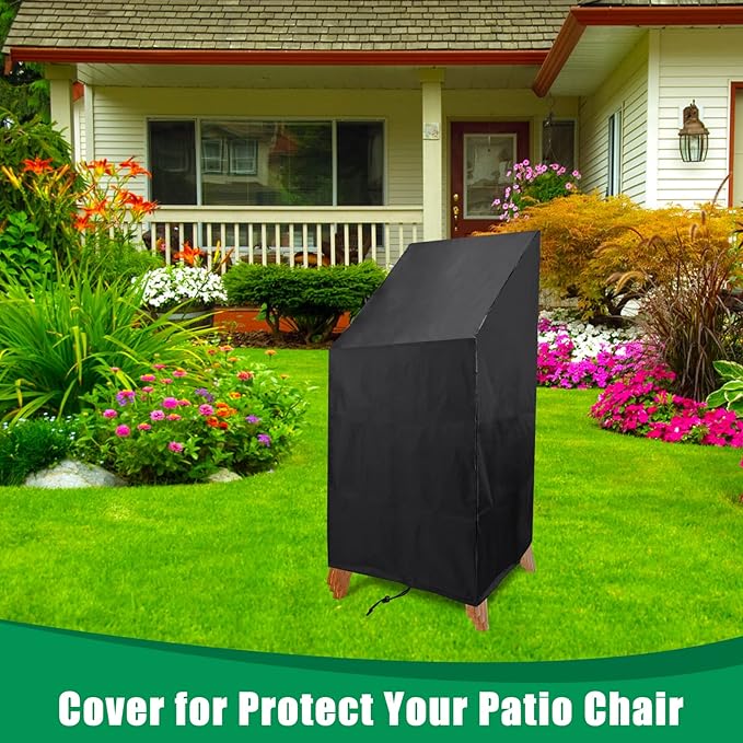 Outdoor Chair Cover Waterproof, High Back Stackable Patio Chair Cover for Outdoor Lawn Furniture for Protecting (51x25x25in)