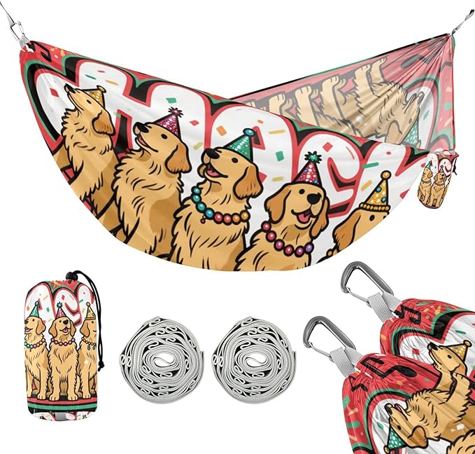 Cartoon Golden Retriever Dogs 330lb Capacity Outdoor Hammocks with Portabl Carry Bag Tree Hammock for Outside Patio Backyard Poolside soporte para hamacas para adultos