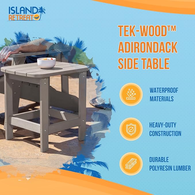 Blue Wave Ez-Care Tek-Wood™ Adirondack Side Table - Slate Grey