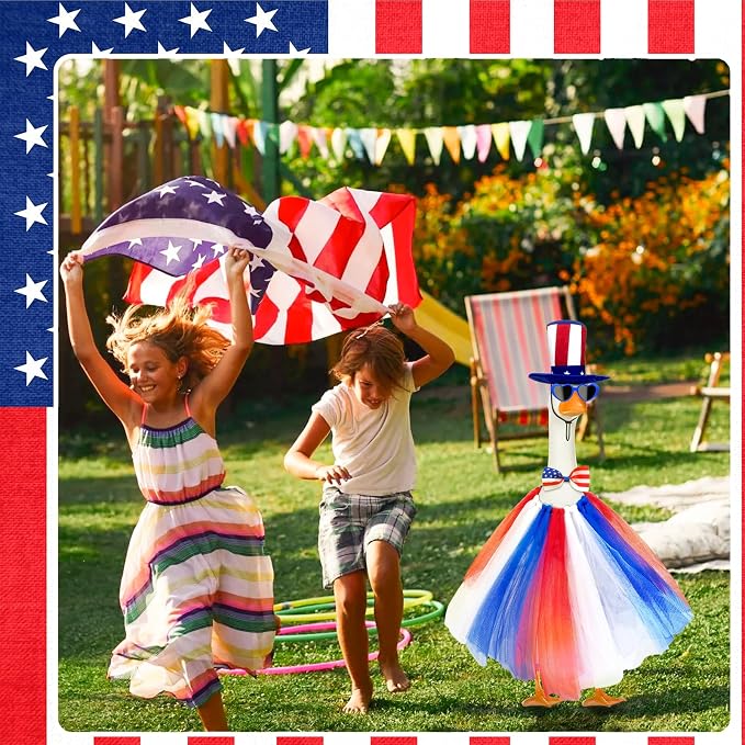 Independence Day Goose Outfit,4th of July Porch Goose Outfits for Outdoor | Porch Goose Outfits,Goose Outfit with Sunglasses & Tie,Goose Clothes Costumes,Duck Outfit for Party Patio Yard Lawn