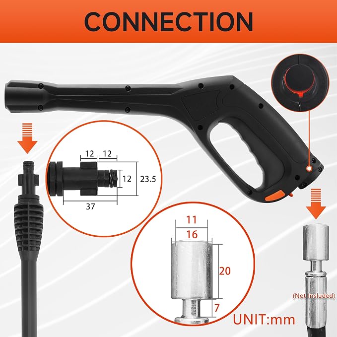 FIXFANS Pressure Washer Gun Kit, Replacement Pressure Washer Extension Wand with Nozzle– Compatible with Some of Portland Husky Black Decker Ford Pulsar ShopForce Taskforce Powerwasher Taskmaster