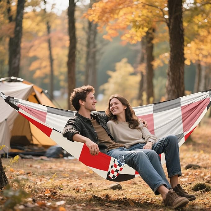 Red and White Checkered Pattern 330lb Capacity Hammocks with Hanging Rope Portable Hammock for Outside Patio Garden sillas para acampar