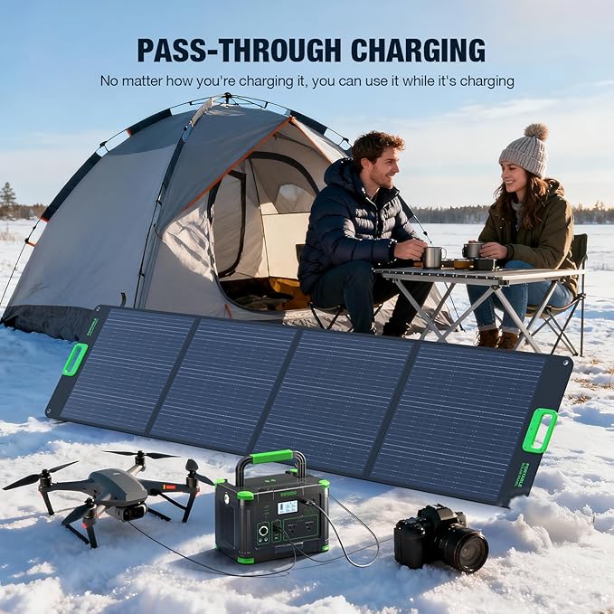 Portable Power Station 1000W (Peak 2000W), 999Wh Solar Generator with Pure Sine Wave AC Outlet, 60W USB-C PD, 10 Ports for Camping RV Van Home Backup Emergency Off-Grid Living