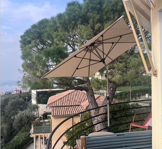 PURPLE LEAF 6' x 9' Rectangle Outdoor Umbrella for Patio with Tilt Adjustment, Patio Table Umbrella for 3 Year Fade Resistant, Aluminum Pool Market Umbrella for Deck, Garden, Patio, Poolside or Lawn