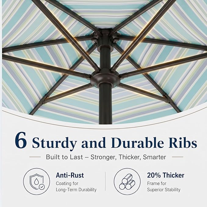 7.5ft Patio Umbrella, Outdoor Table Market Umbrella with Smooth Crank Lift, 6 Windproof Fiberglass Ribs, UPF50+ UV Protection for Deck, Pool, Garden and Backyard