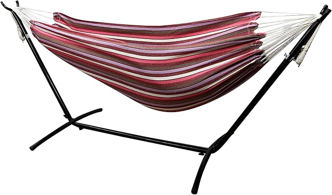 Danyel Double Hammock With Space Saving Steel Stand Includes Portable Carrying Case
