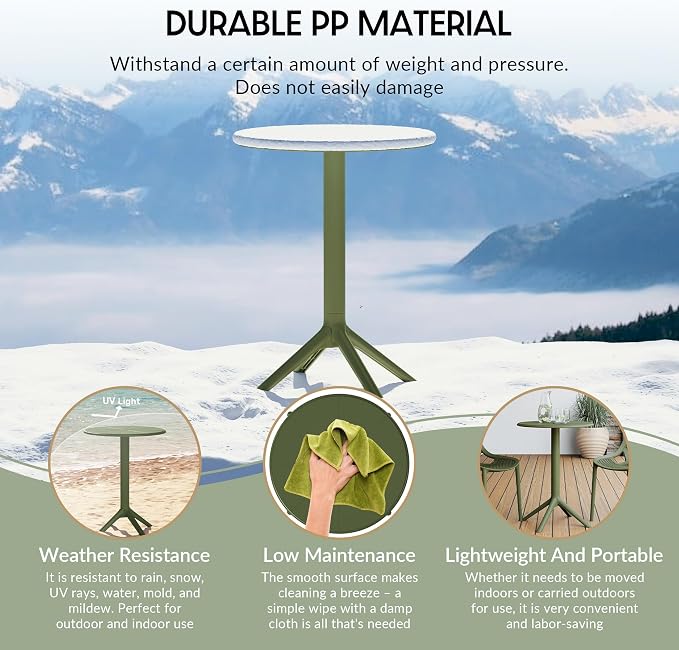 WestinTrends Playa 23.5" Outdoor Polypropylene Resin Round Patio Bistro Dining Table for 2, Olive Green