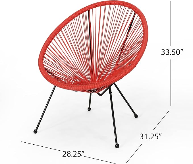 Christopher Knight Home Outdoor Hammock Weave Chair with Steel Frame (Set of 4) - Orange and Black