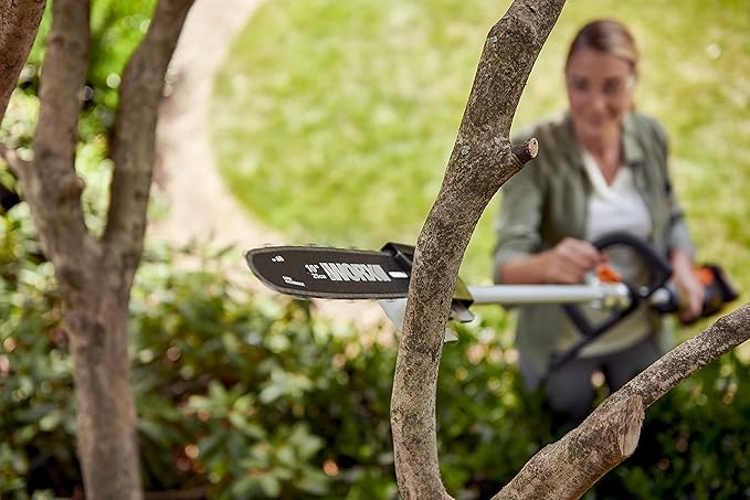 WORX WG186 40V Nitro Power Share Cordless Attachment-Capable Driveshare 15" String Trimmer with WA0222 40V Nitro Driveshare Pole Saw Attachment