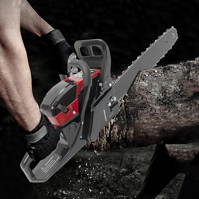 Chainsaw Gas Powered 58cc 20 Inch Chain Saw, 2 Stroke Handheld Cordless Petrol Chainsaws With Fuel Tank, Heavy Duty Gasoline Chainsaw For Wood Trees Cutting Garden Farm Ranch Home (Black Red)