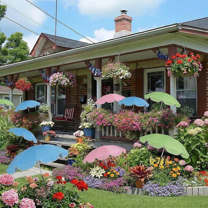 Garden Plant Umbrellas for Outdoor Plants, 24'' Upgraded Plant Shade Umbrella, 39.4'' Higher Sun Protection Cover Umbrellas with Windproof Base for Patio, Flower Pots, Garden Beds, Potted Plants