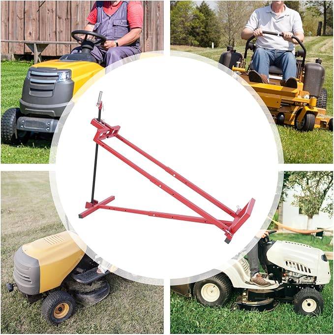 Lawn Mower Lift, 29 Inch Lawn Mower Lift Tool Adjustable Movable Lawn Mower Lift Solid Carbon Steel Lawnmower Lifting Machine for Riding Lawn Mower, Zero Turn Lawn Mowers (Regular Red)