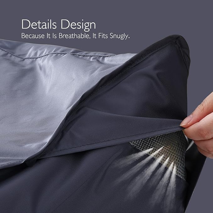Patio Furniture Covers Waterproof - 420D Outdoor Table and Chair Set Cover with Built-in Storage Bag - Rectangular Patio Table Cover for 6-Seat Dining Set or Sectional Sofa - Darkgrey