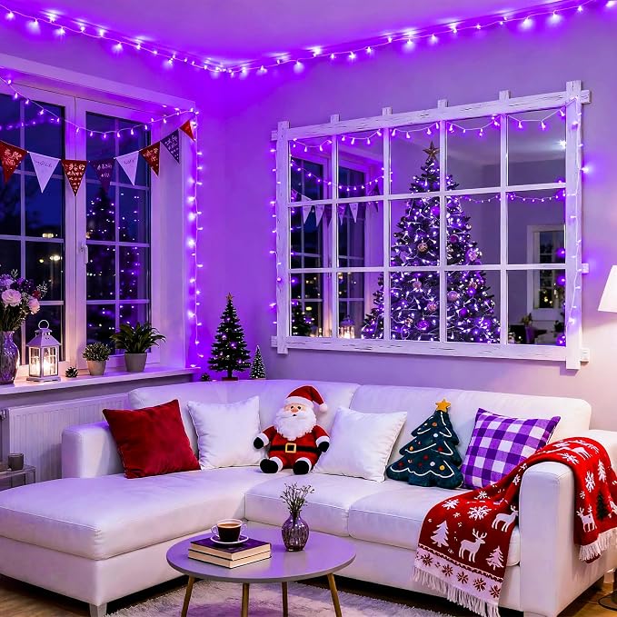 JMEXSUSS 8 Modes 163 FT 500 LED Purple Halloween Lights with Remote | Purple Lights Indoor Outdoor Waterproof, Purple Christmas String Light Plug-in for Xmas Roof Bedroom Party Tree