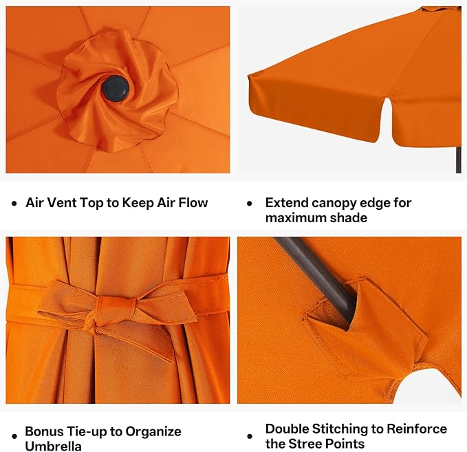MASTERCANOPY Valance Patio Umbrella 9 ft Replacement Canopy for 8 Ribs-Orange Canopy Only