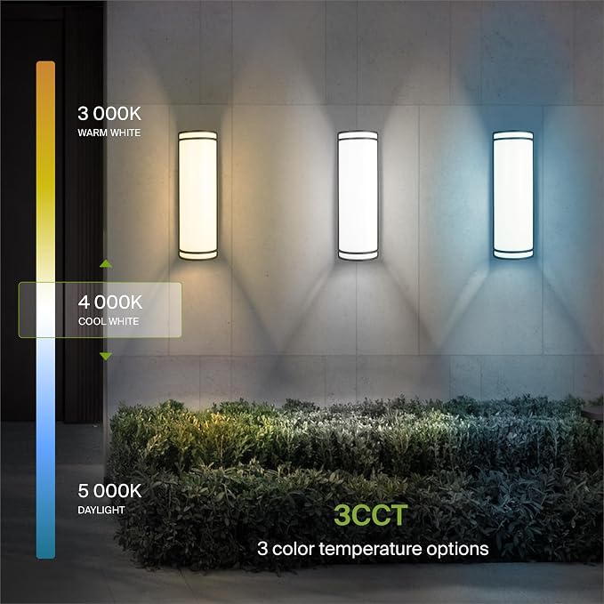 ASD 18 Inch LED Outdoor Sconce Lights - 20W 120-277V 3000K 4000K 5000K Nickel Exterior Lighting Fixtures, Dimmable Exterior Lights for House, Modern Patio Wall Light Fixture ETL