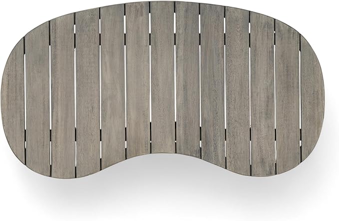 Christopher Knight Home Havets 2 Piece Patio Conversation Sets, Outdoor Acacia Wood Patio Seating Group,Woven Rope Loveseat with Cushions and Coffee Table for Porch Garden Backyard Balcony, Gray+Beige