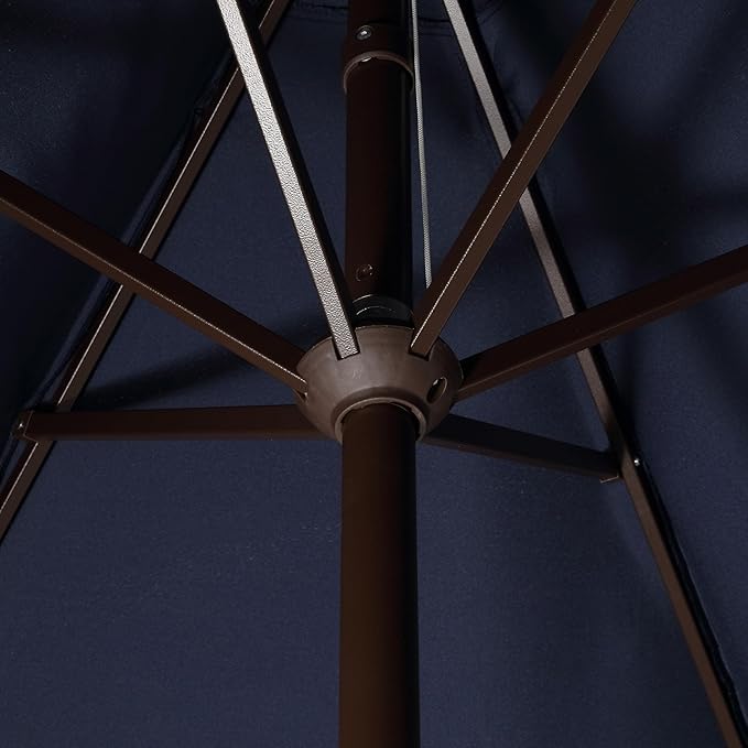 JONATHAN Y UMB1001 Collins 9 ft. Classic Cottage Tassel Market Patio Umbrella with Auto-Tilt, Crank, Wind Vent and UV Protection
