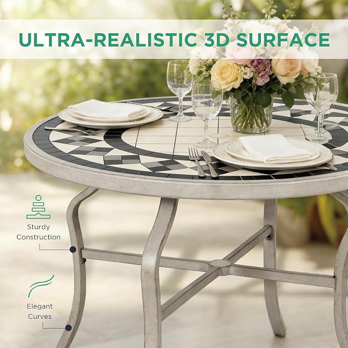 5-Piece Patio Dining Set, 4 Swivel Chairs with Removable Thickened Cushions & a 3D Textured Table with Umbrella Hole, All-Weather Furniture for Backyard, Garden, Lawn, Grey
