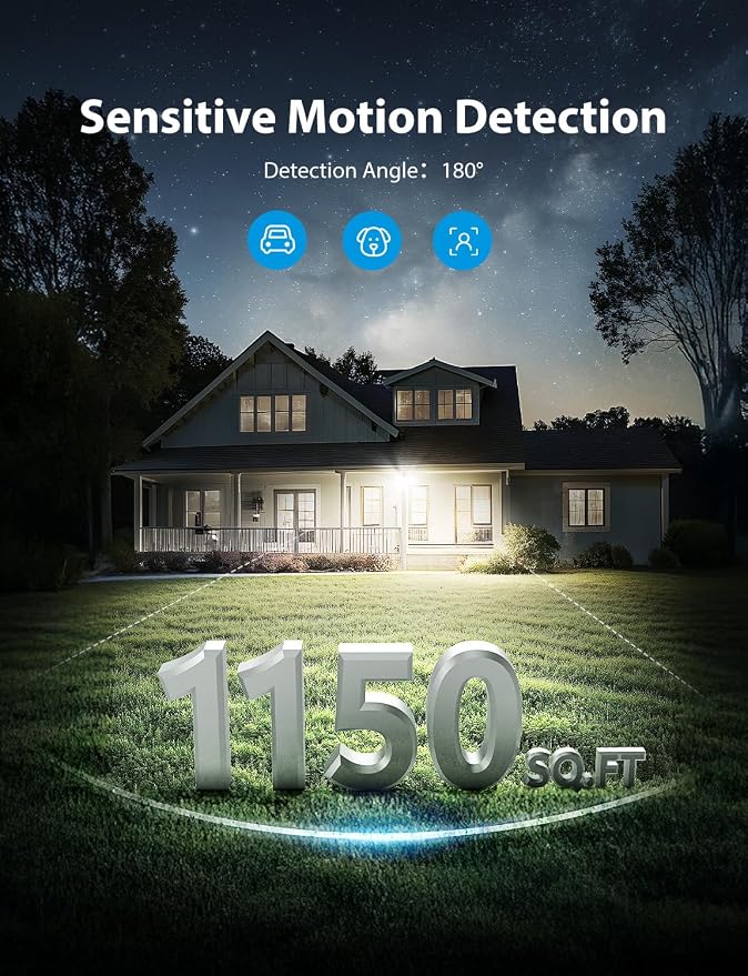 Onforu 32W 2 Head Motion Sensor Outdoor Lights, 3200LM 6500K LED Security Light Hardwired, Dusk to Dawn, Motion Detector Light for Outside, IP65 Waterproof Flood Lights for Garage, Yard(White)