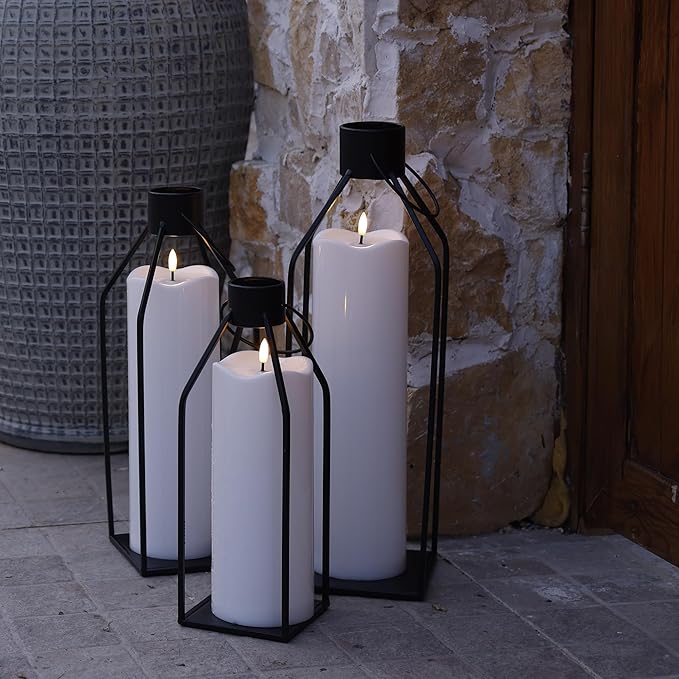 4" x12" Outdoor Flameless Candles Waterproof, Large Battery Operated Candles with Remote, Plastic Flickering Fake Pillar Candles for Garden Patio Porch Home Party, White 1Pack