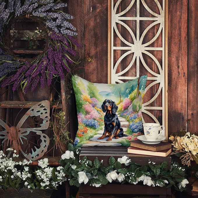 Caroline's Treasures Gordon Setter Spring Path Throw Pillow Machine Washable, Indoor Outdoor Decorative Pillow for Couch, Bed or Patio, 18Hx18W