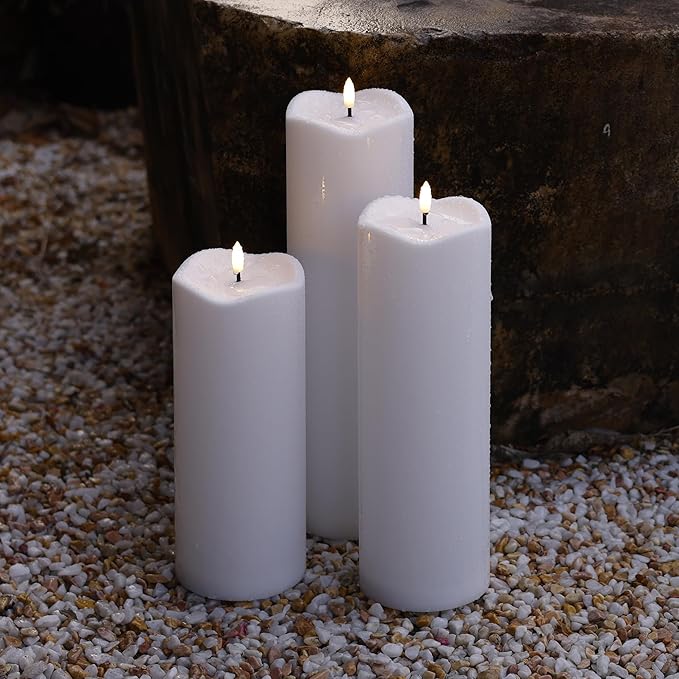 4" x14" Outdoor Candles with Timer Waterproof Large Flickering Flameless Candles with Remote Tall White Pillar Candles for Indoor Outdoor Use, 1Pack