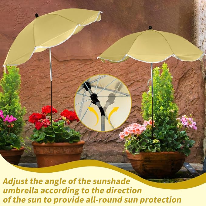 4 Pack Plant Umbrellas for Outdoor Plants 25" Larger Garden Umbrella Sun Shade with Adjustable Angle 40" Higher Sun Protection Cover Shade for Plants, Potted Flower,Garden Bed