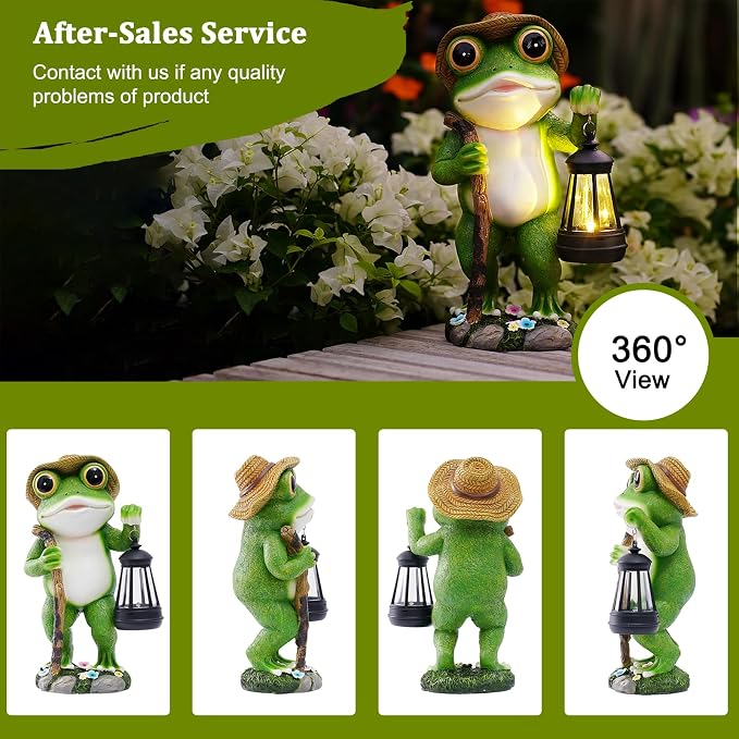 twinbling Solar Frog Garden Decor with Lantern | Gardening Gifts for Women Mom Grandma Outdoor Statue for Patio Pathway Frog Figurine for Yard Decoration Lawn Ornament