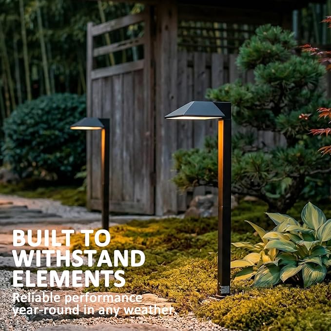 Low Voltage Pathway Lights 2PK Outdoor Landscape Lighting 1.2W 40 Lumen 2700K 12V AC Path Lights with Replacement Bulb Wire Connector Spike Stake for Garden Yard Driveway Lawn