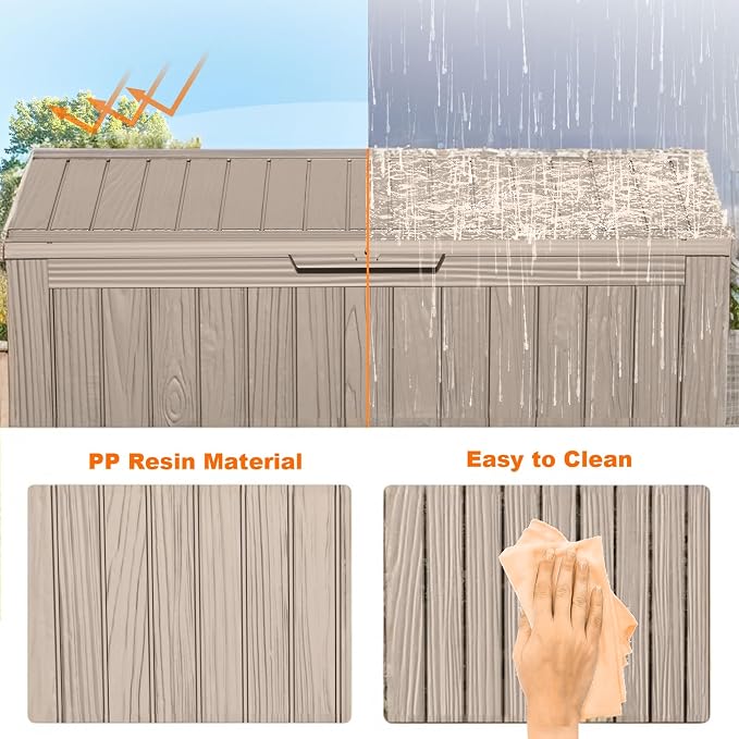 150 GallonOutdoor Storage Box,Resin Deck Boxes Waterproof, IndoorOutdoor Bin for Package Delivery, Patio Cushions, Gardening Tools, Lockable, UV Resistant
