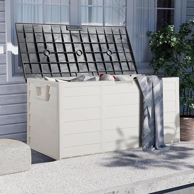 Outside Storage Box 75 Gallon Deck Boxes Outdoor waterproof Storage Container For Patio Cushions,Patio Furniture, Garden Tools